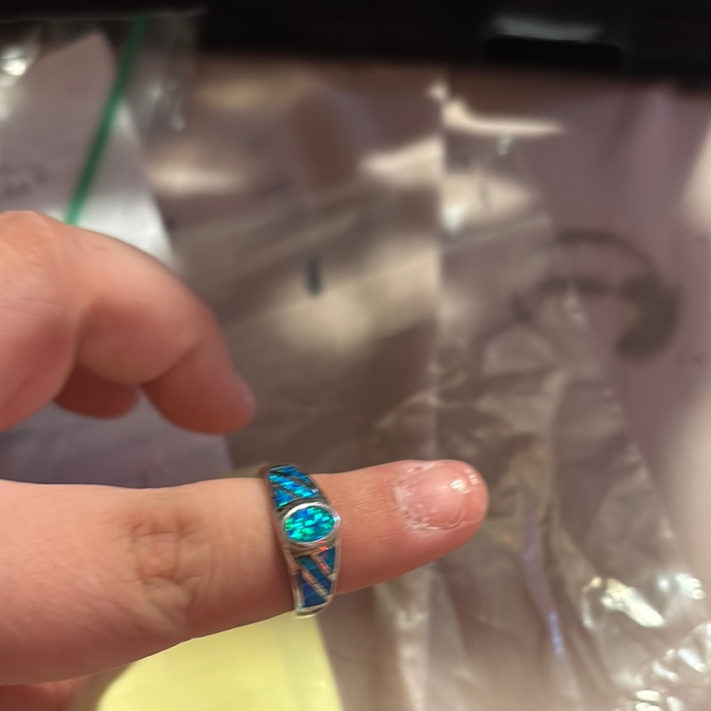 Blue and Silver Inlay Ring
